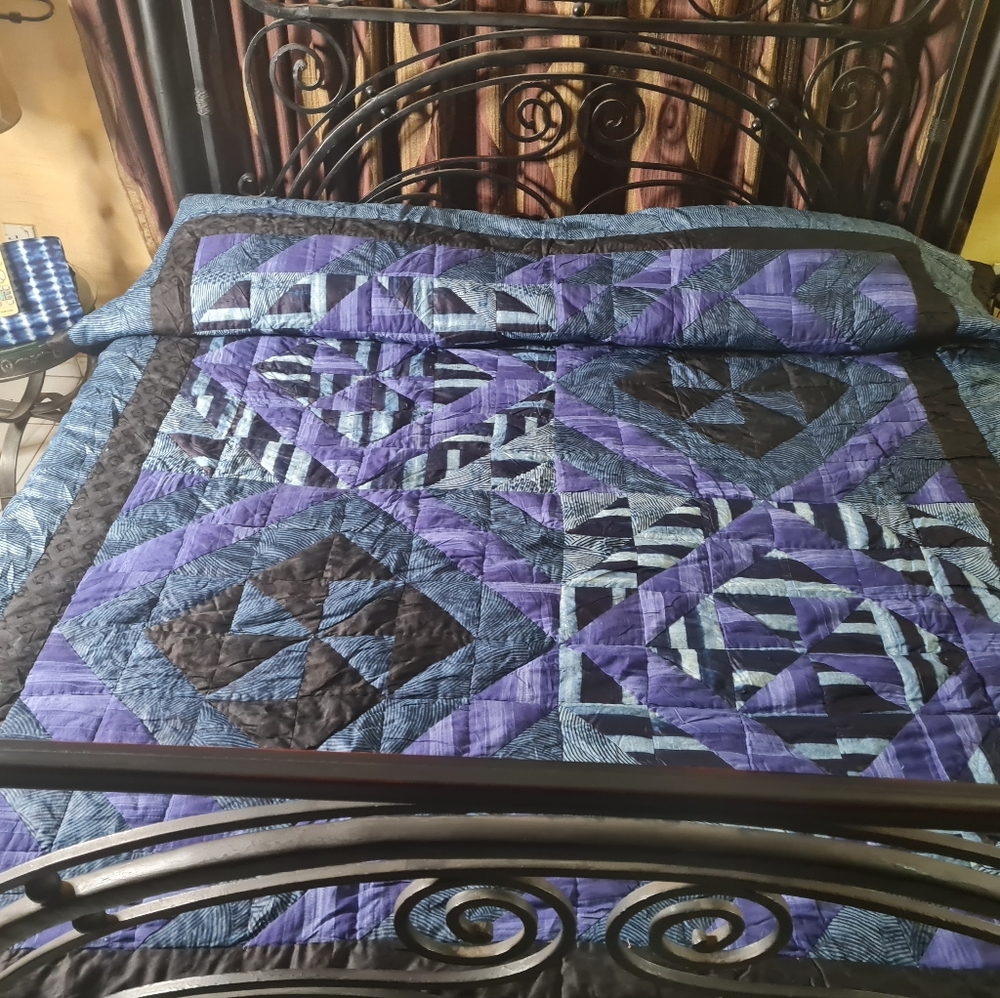 Blue Indigo Tye dye Patchwork Duvet